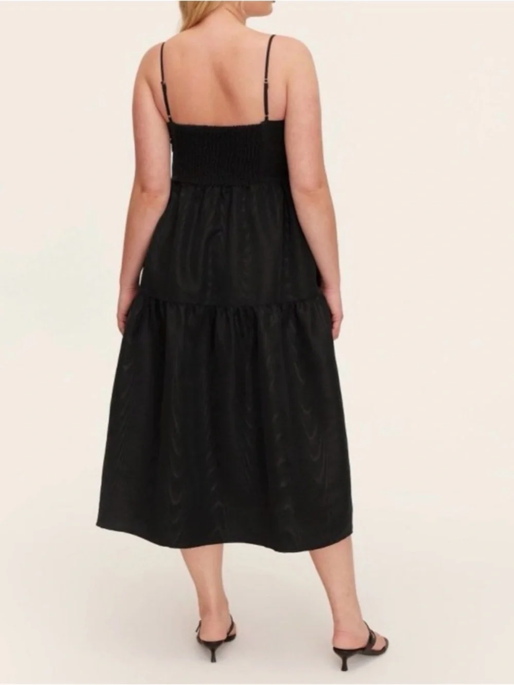 Kate Spade Black Ruffle Layered Formal Dress Sz XL Wood grain pattern Wed Guest
